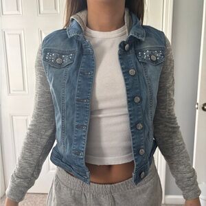 Justice Denim Jacket with Gray Sleeves